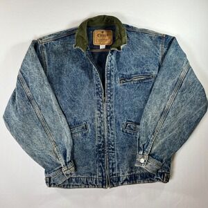 Vintage Edwin Tokyo Jeans Made in Japan Denim Jacket Corduroy Collar Zip Men's S